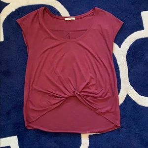 Maroon knotted t-shirt, Anthropologie Pure+Good